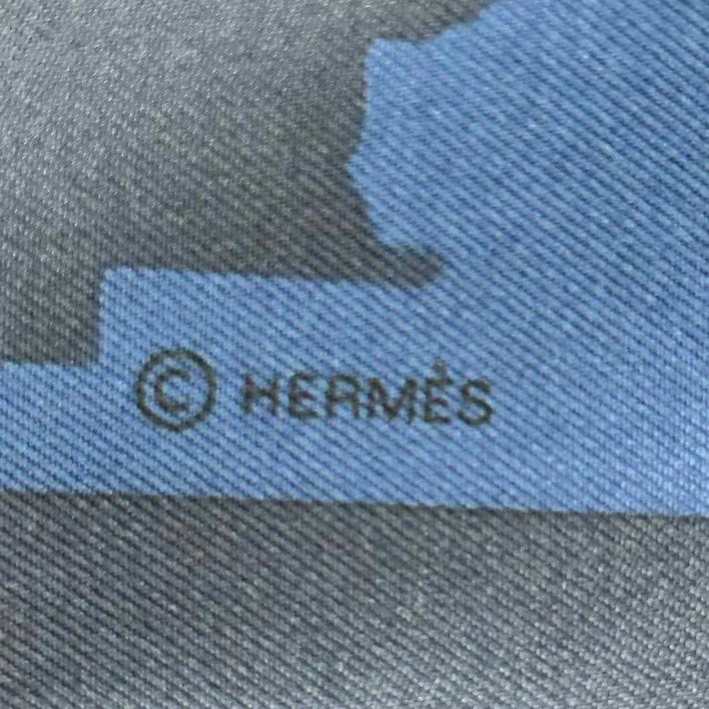 Hermes Scarf Silk Carre 90 Space Shopping Au Faubourg Navy — view 6