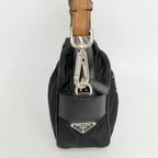 Prada Tessuto Nylon Braided Strap Shoulder Bag Black Silver Vintage — view 6