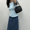 Prada Tessuto Nylon Braided Strap Shoulder Bag Black Silver Vintage