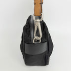 Prada Tessuto Nylon Braided Strap Shoulder Bag Black Silver Vintage — view 5