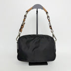 Prada Tessuto Nylon Braided Strap Shoulder Bag Black Silver Vintage — view 4