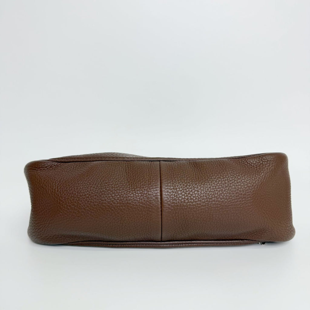 Prada Shoulder Bag Leather Brown Silver Vintage — view 6