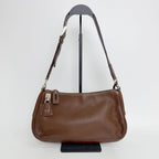 Prada Shoulder Bag Leather Brown Silver Vintage — view 2