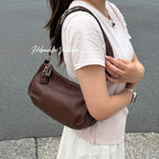 Prada Shoulder Bag Leather Brown Silver Vintage