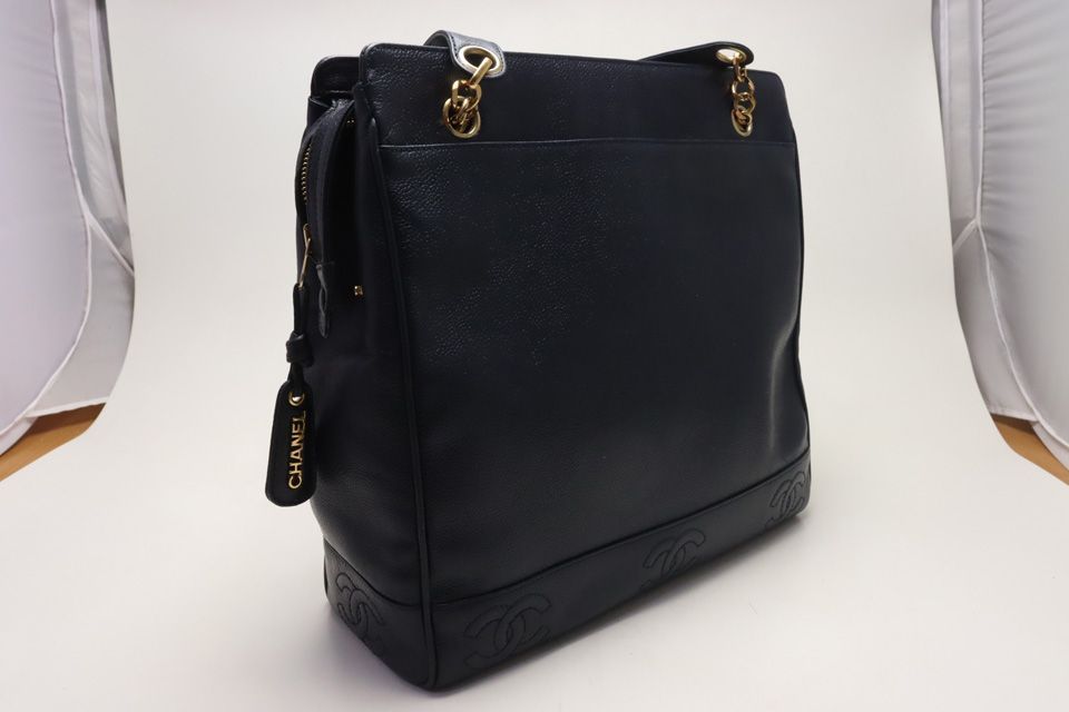 Chanel Triple Coco Caviar Leather Tote Bag — view 4