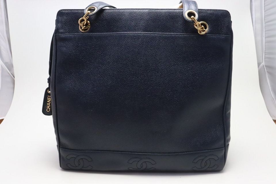 Chanel Triple Coco Caviar Leather Tote Bag — view 2