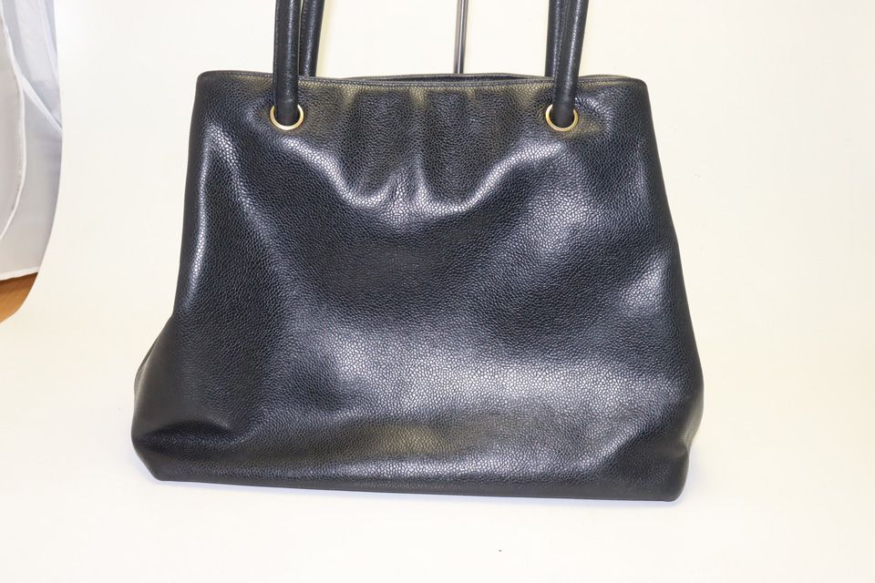 Chanel Jumbo CC Logo Caviar Leather Tote Bag — view 2