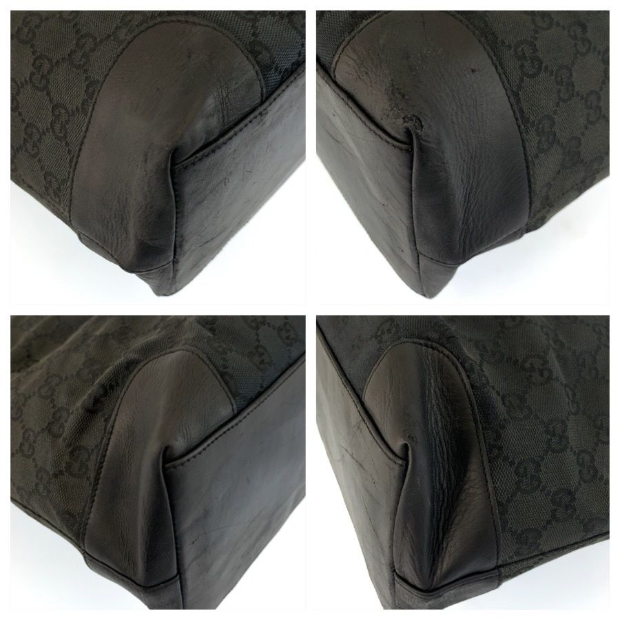 Gucci Black GG Canvas Leather 002 Tote Bag — view 4