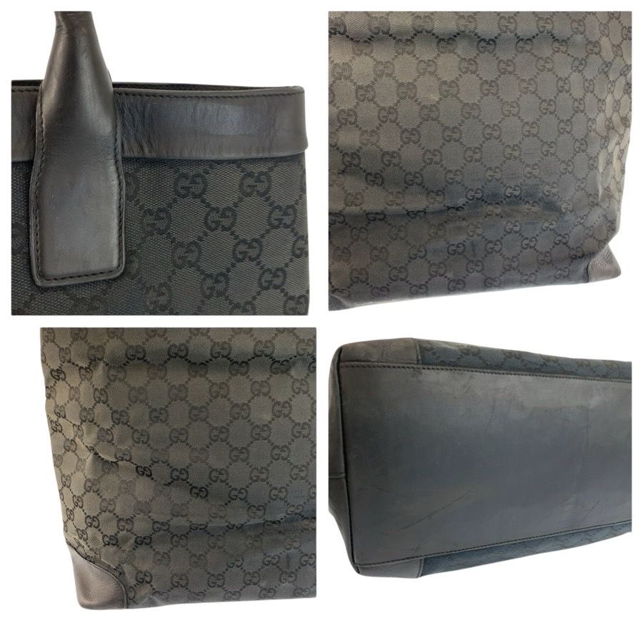Gucci Black GG Canvas Leather 002 Tote Bag — view 5