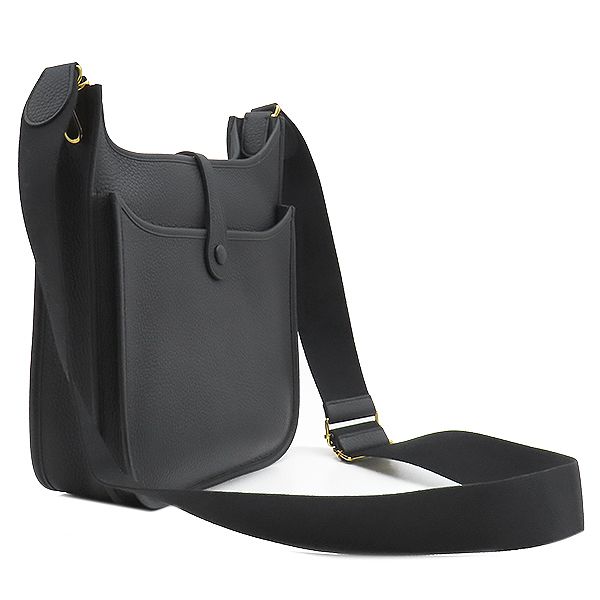 Hermes Shoulder Bag Evelyne 3 PM Taurillon Clemence Black Gold — view 2
