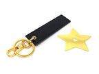 Dior Leather Key Ring Key Holder Charm Black Gold — view 2