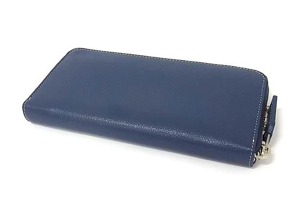 Saint Laurent Leather Zip Around Wallet Bill Purse Coin Blue — view 2