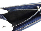 Saint Laurent Leather Zip Around Wallet Bill Purse Coin Blue — view 4