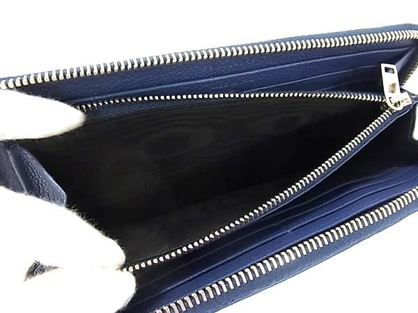 Saint Laurent Leather Zip Around Wallet Bill Purse Coin Blue — view 4