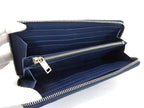 Saint Laurent Leather Zip Around Wallet Bill Purse Coin Blue — view 3