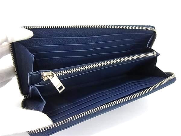 Saint Laurent Leather Zip Around Wallet Bill Purse Coin Blue — view 3