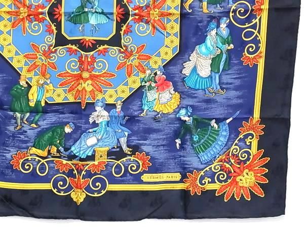 Hermes Joiesd' Hiver Winter Carre 90 100% Silk Large Scarf Shawl Navy — view 3