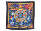 Hermes Joiesd' Hiver Winter Carre 90 100% Silk Large Scarf Shawl Navy
