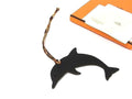 Hermes Petit h Taurillon Clemence Leather Dolphin Key Holder Black Green
