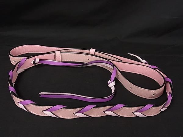 Loewe Braided Leather Bag Shoulder Strap Belt Pink Purple — view 2