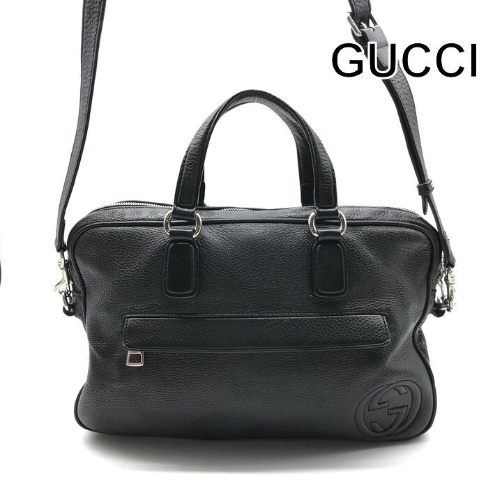 Gucci Interlocking G Soho Business Bag 2-Way Bag Crossbody Leather Black