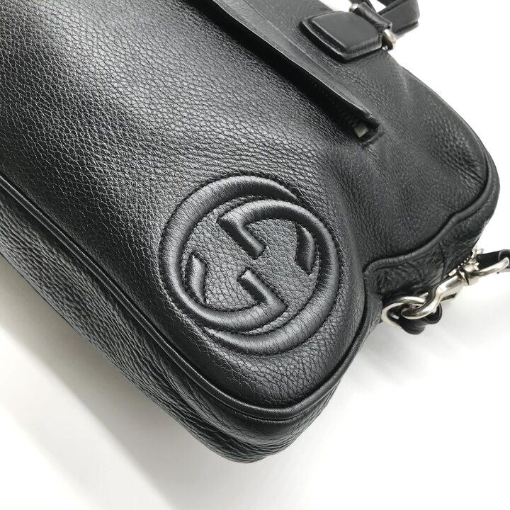 Gucci Interlocking G Soho Business Bag 2-Way Bag Crossbody Leather Black — view 5