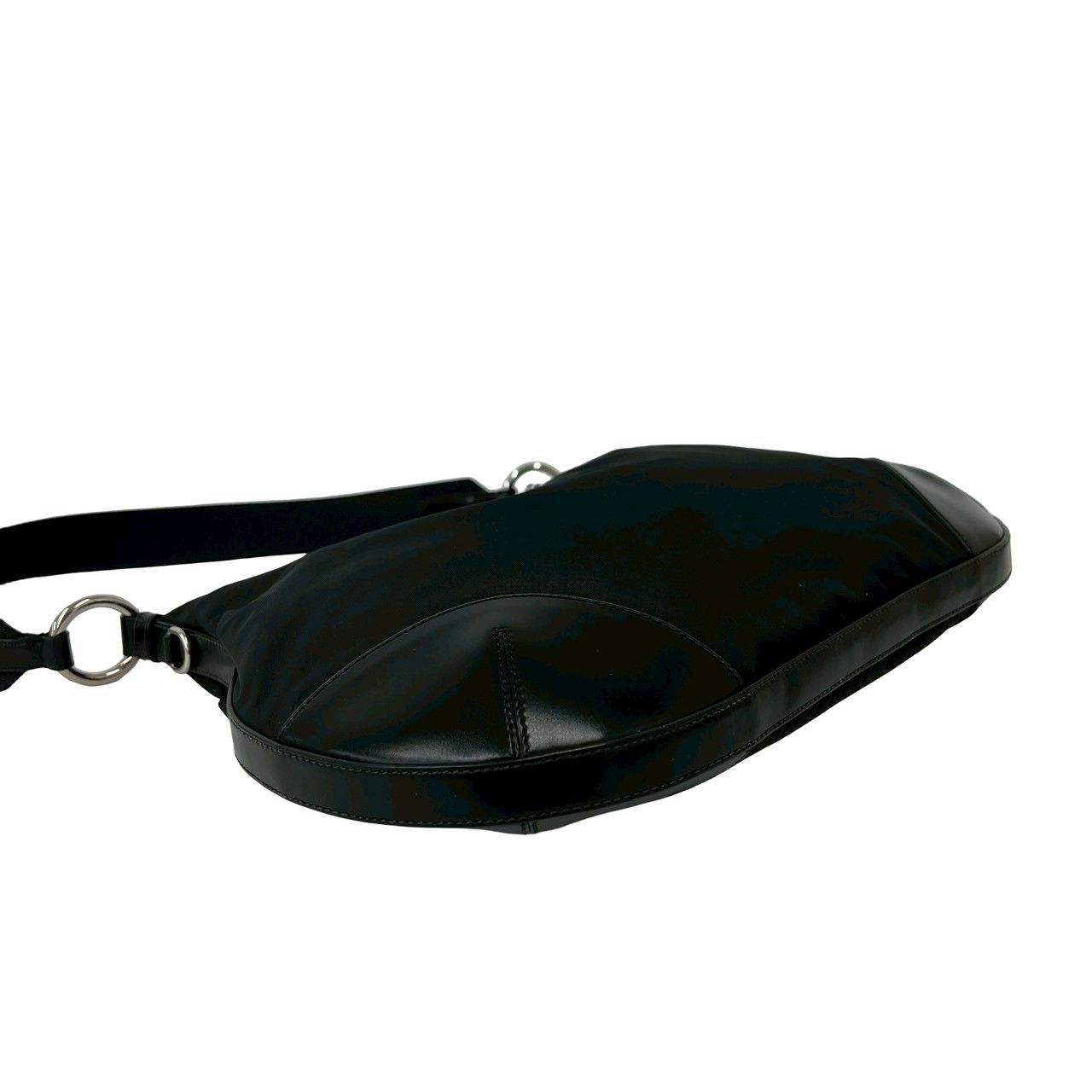 Prada Nylon Leather Shoulder Bag Tote Black — view 7