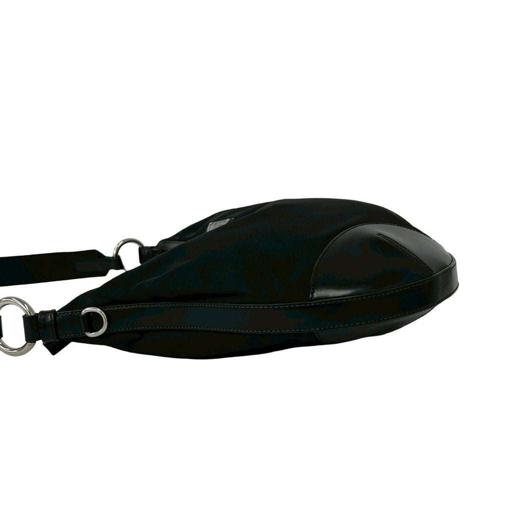 Prada Nylon Leather Shoulder Bag Tote Black — view 5