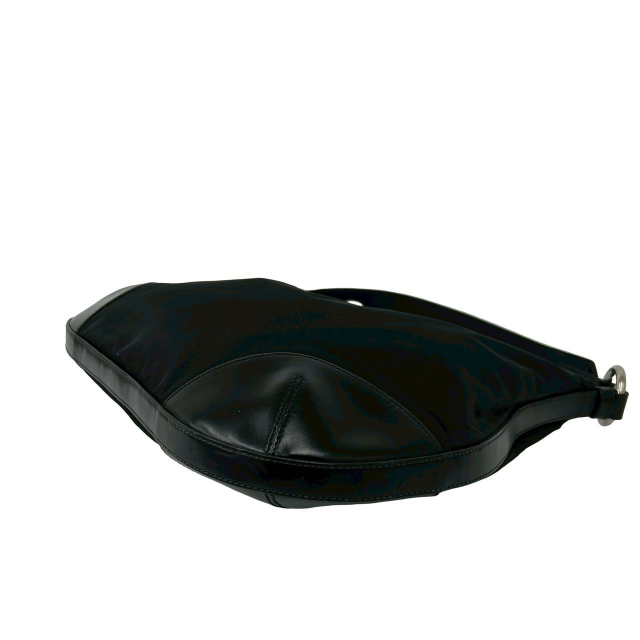 Prada Nylon Leather Shoulder Bag Tote Black — view 8