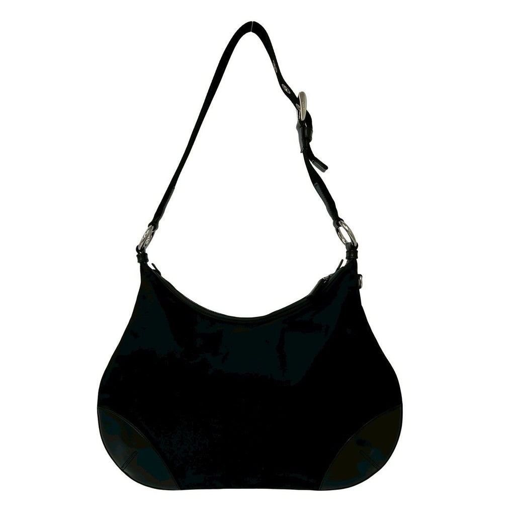 Prada Nylon Leather Shoulder Bag Tote Black — view 3