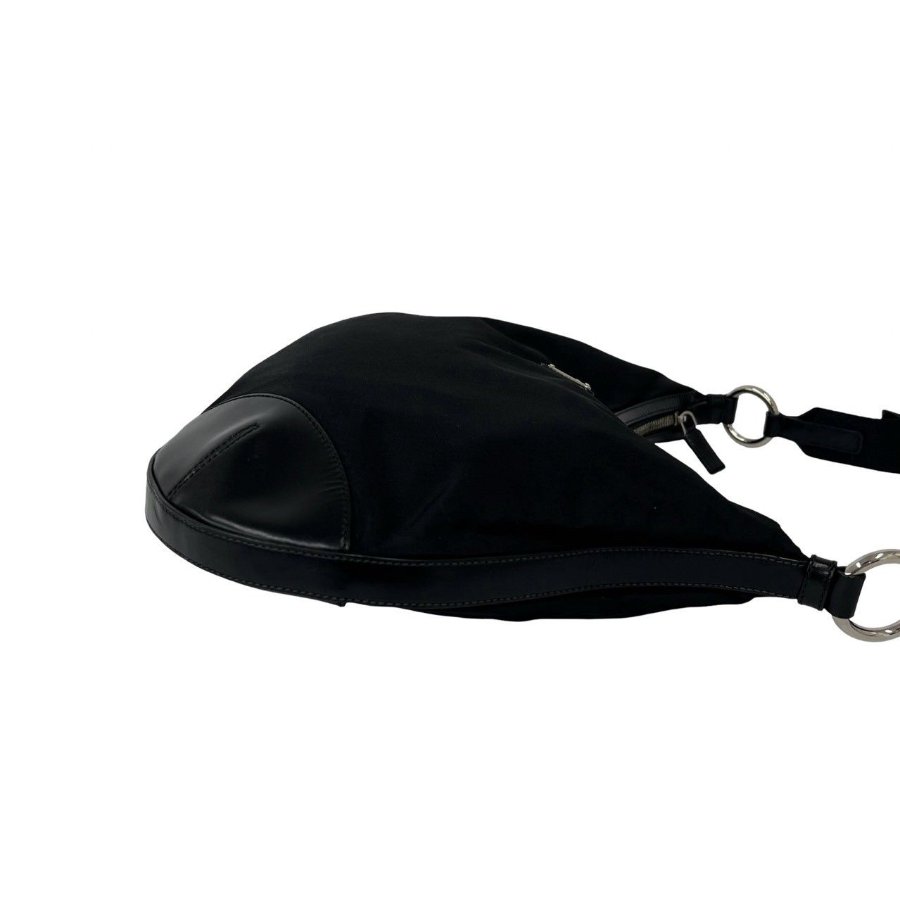 Prada Nylon Leather Shoulder Bag Tote Black — view 6