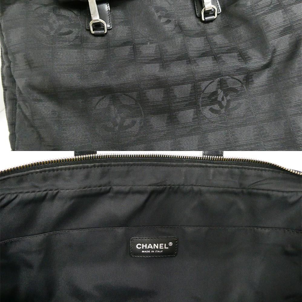 Chanel New Travel Line Briefcase Black Nylon Jacquard Leather Business — view 6