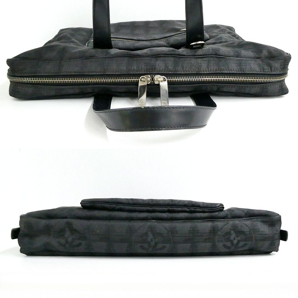 Chanel New Travel Line Briefcase Black Nylon Jacquard Leather Business — view 3