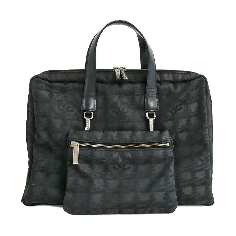 Chanel New Travel Line Briefcase Black Nylon Jacquard Leather Business