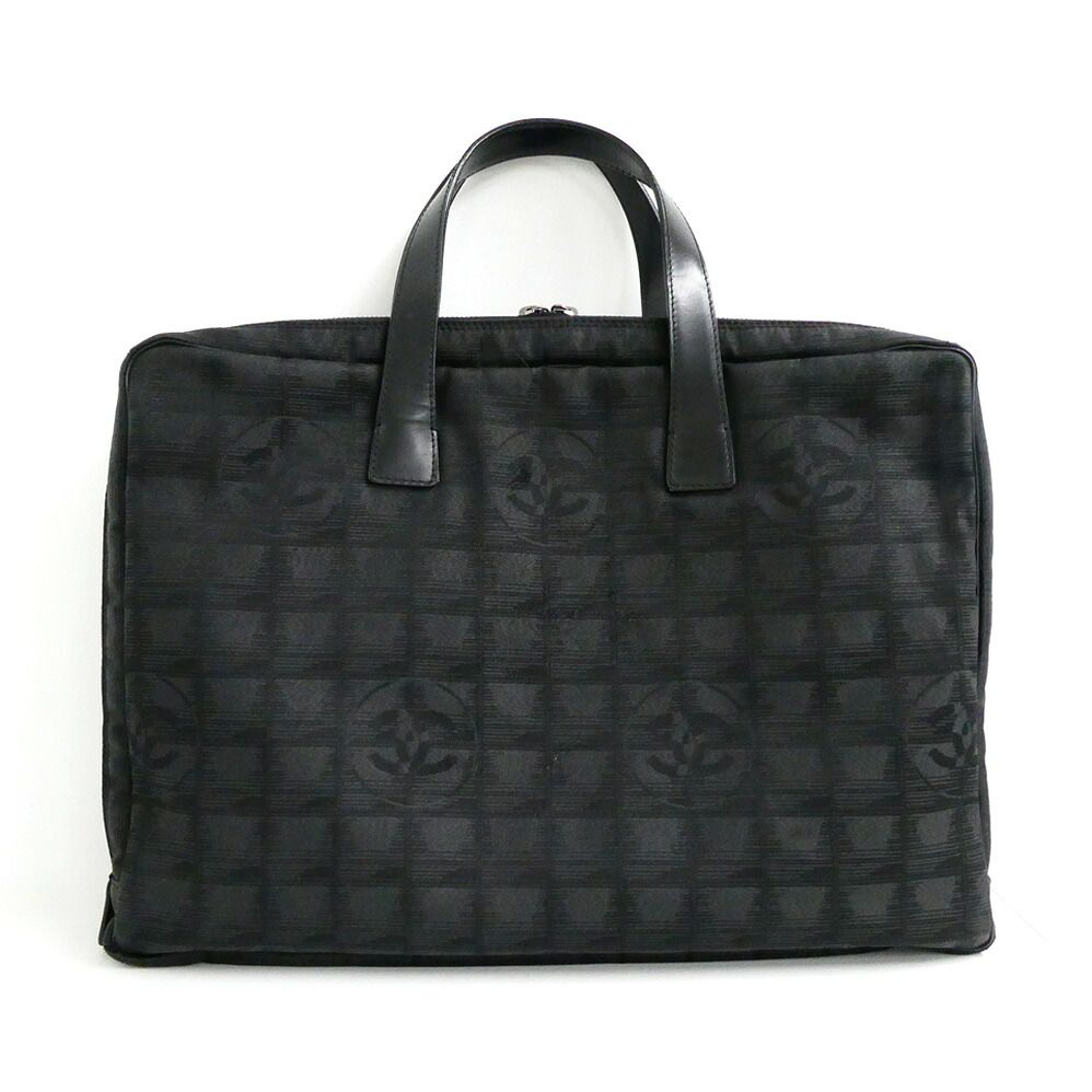 Chanel New Travel Line Briefcase Black Nylon Jacquard Leather Business — view 2