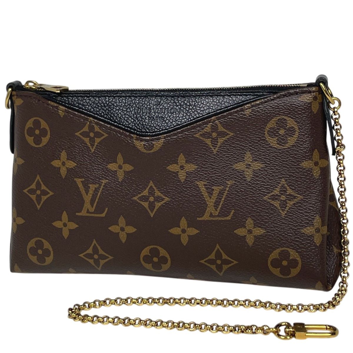 Louis Vuitton Pallas Clutch 2-Way Handbag Monogram Brown Noir