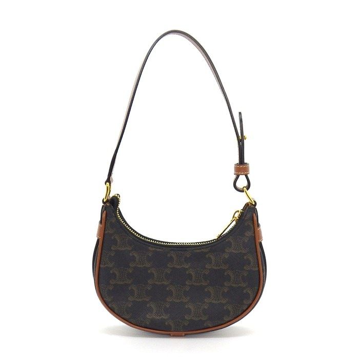 Celine Handbag Mini Ava Tan Triomphe Canvas Calfskin Gold — view 2
