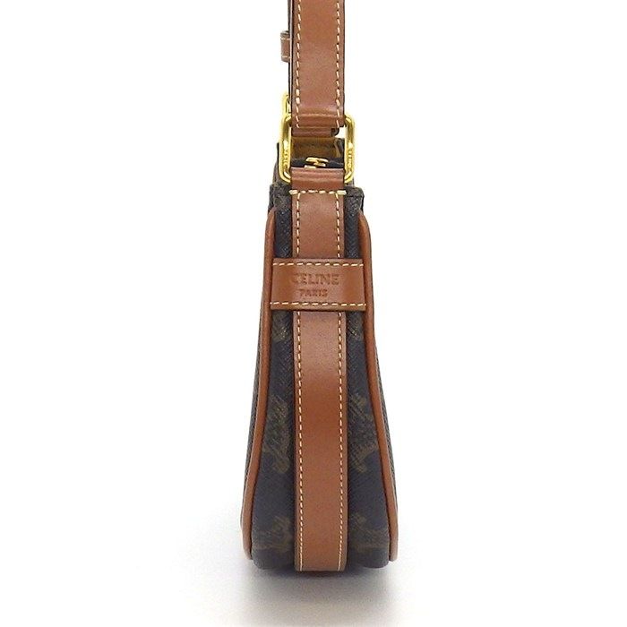 Celine Handbag Mini Ava Tan Triomphe Canvas Calfskin Gold — view 3