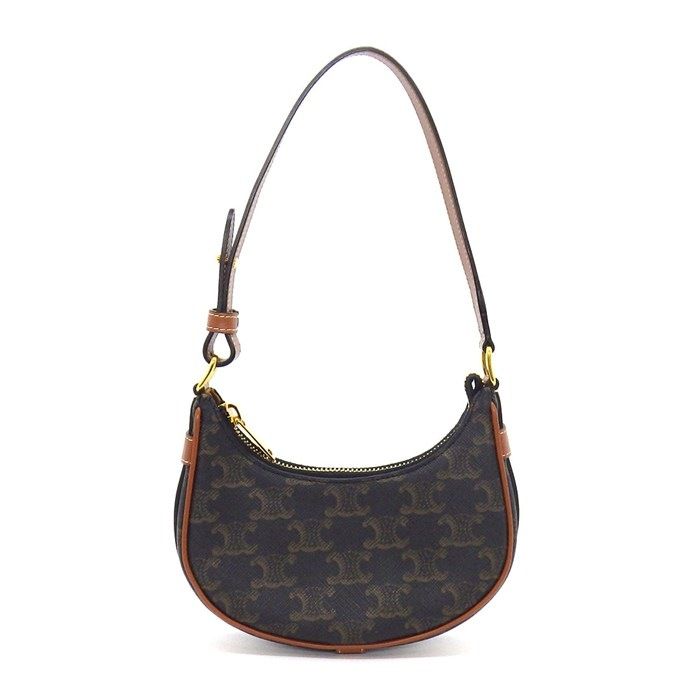 Celine Handbag Mini Ava Tan Triomphe Canvas Calfskin Gold