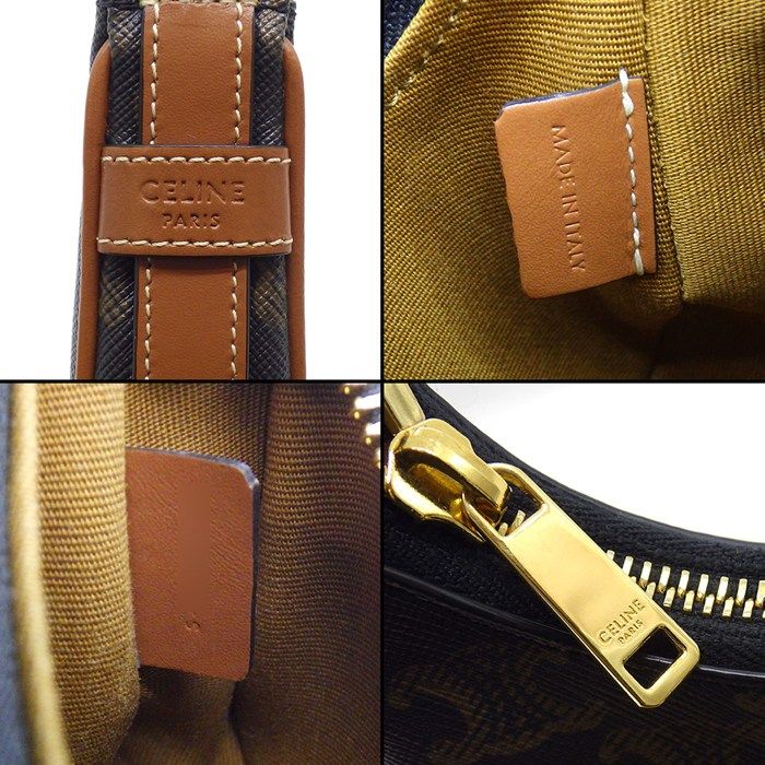 Celine Handbag Mini Ava Tan Triomphe Canvas Calfskin Gold — view 6