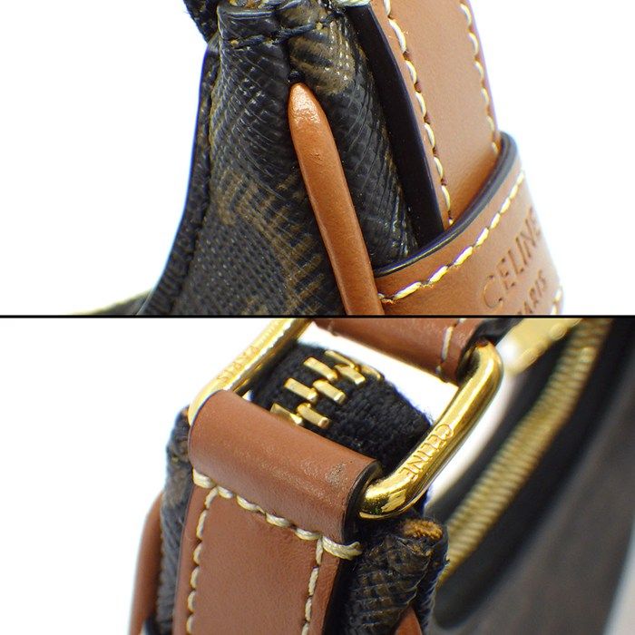 Celine Handbag Mini Ava Tan Triomphe Canvas Calfskin Gold — view 7