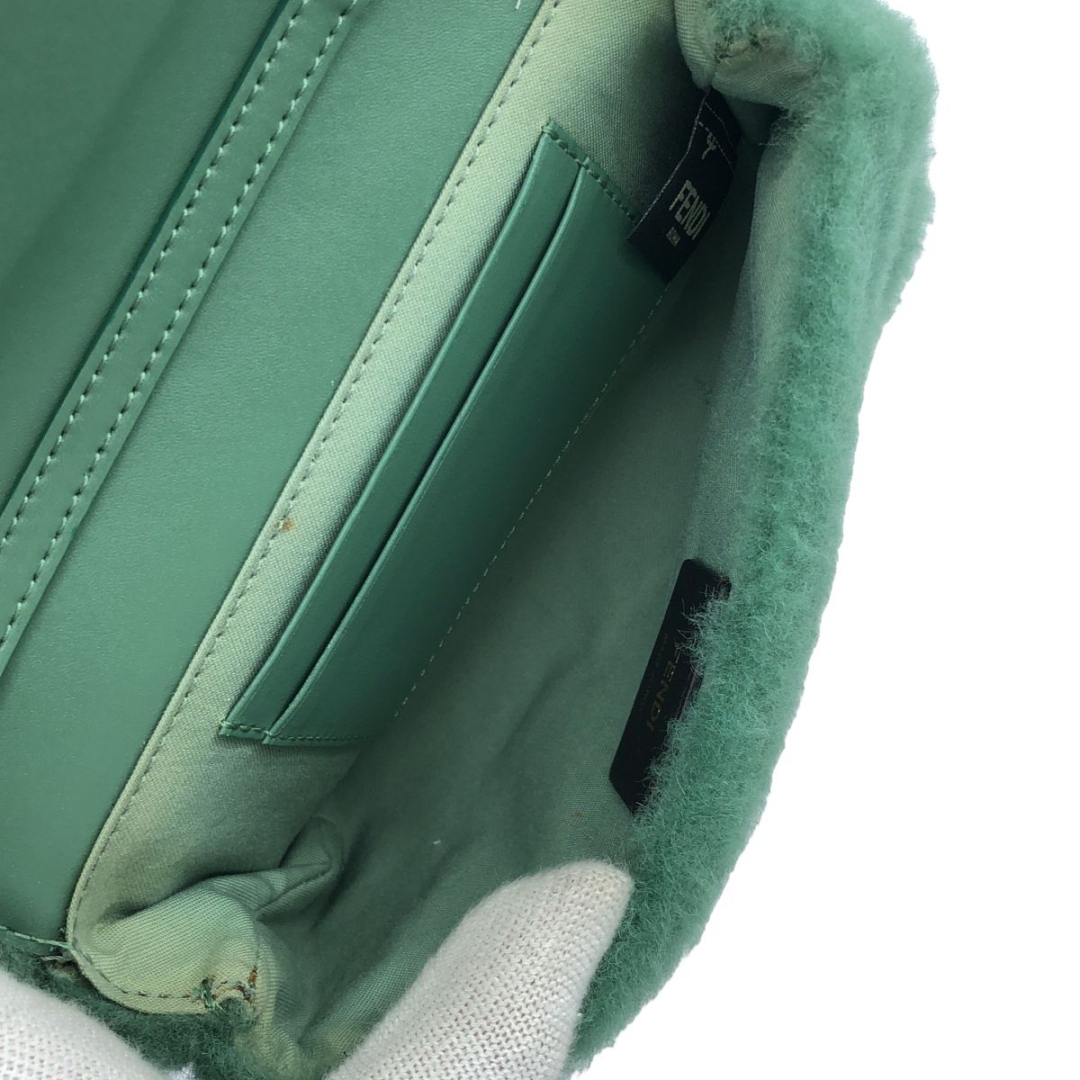Fendi 3way Fur Chain Shoulder Bag Green — view 5