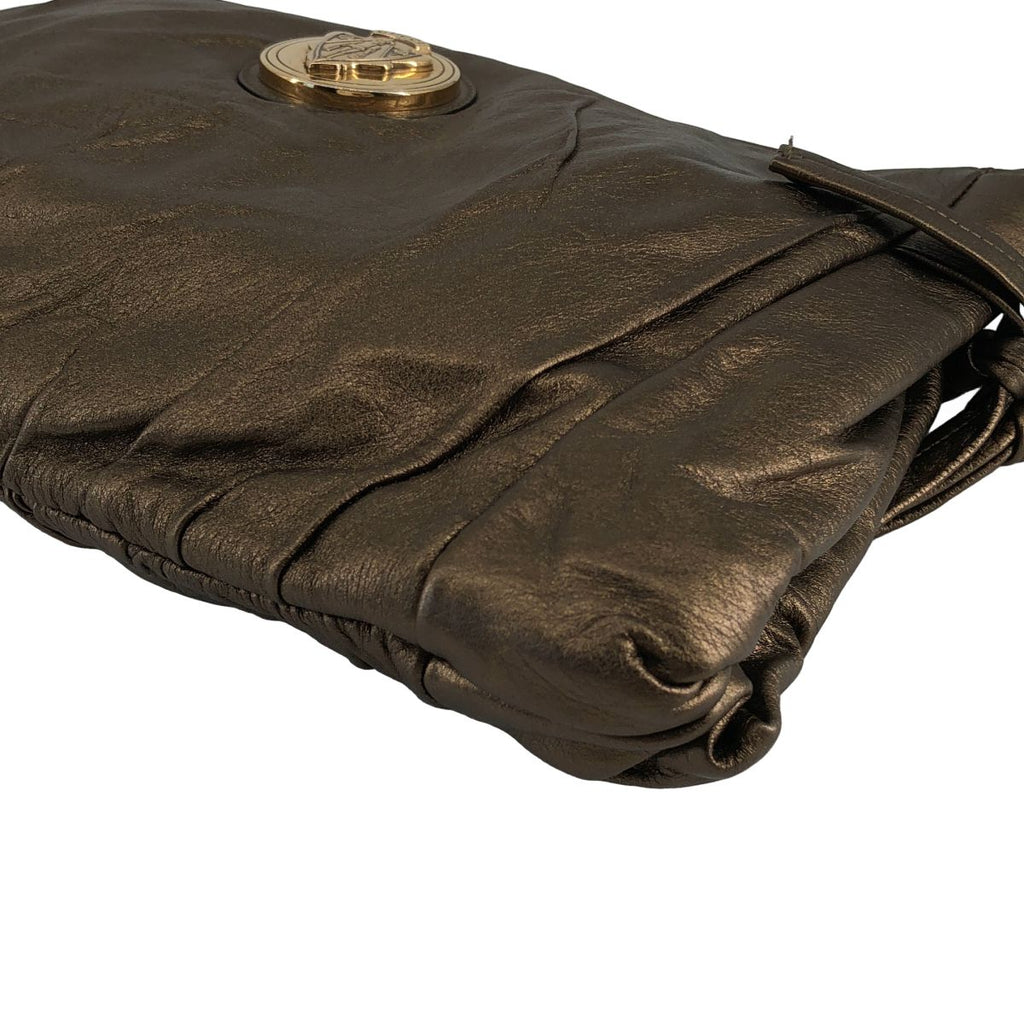 Gucci Hysteria Leather Metallic Emblem Clutch Gold — view 7