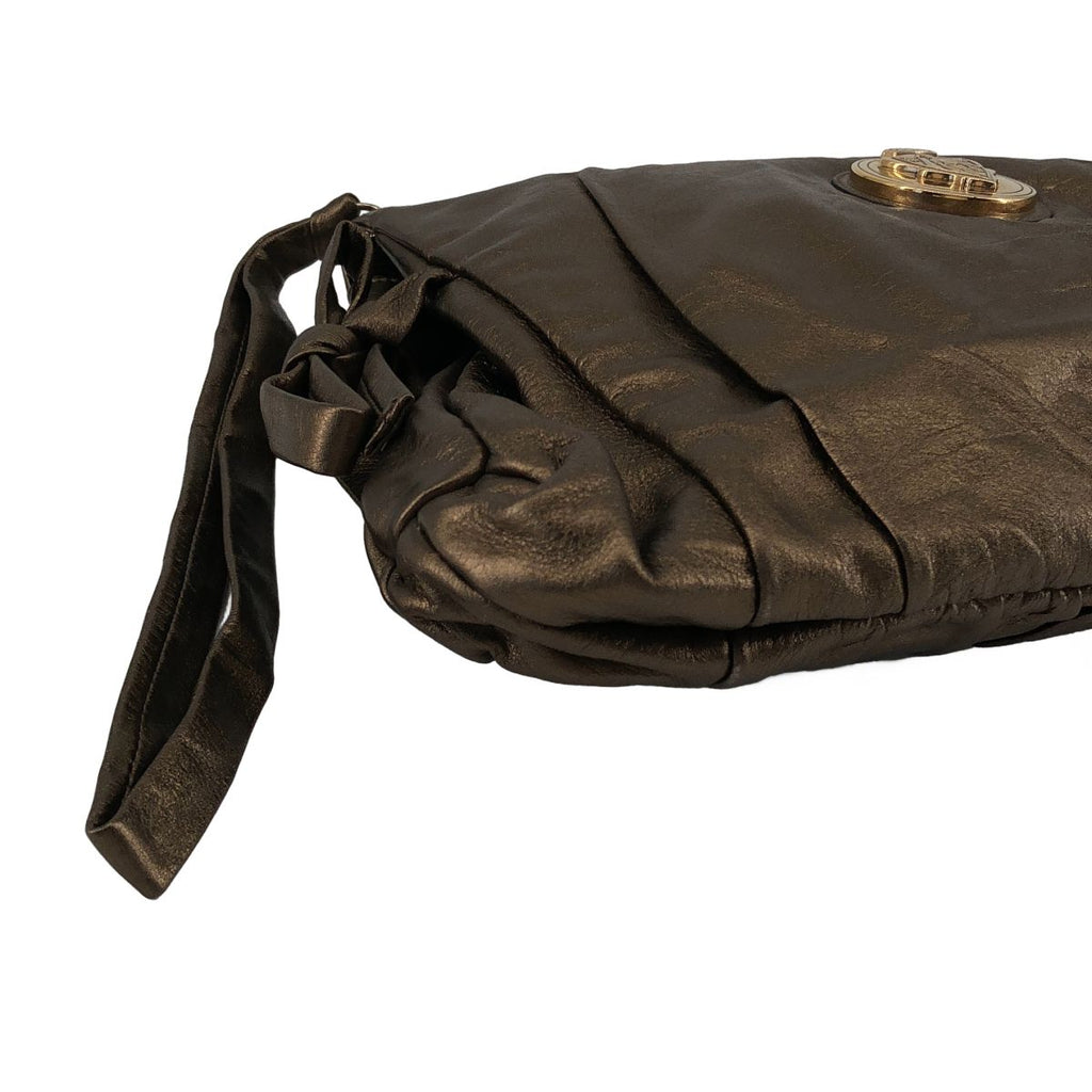 Gucci Hysteria Leather Metallic Emblem Clutch Gold — view 6