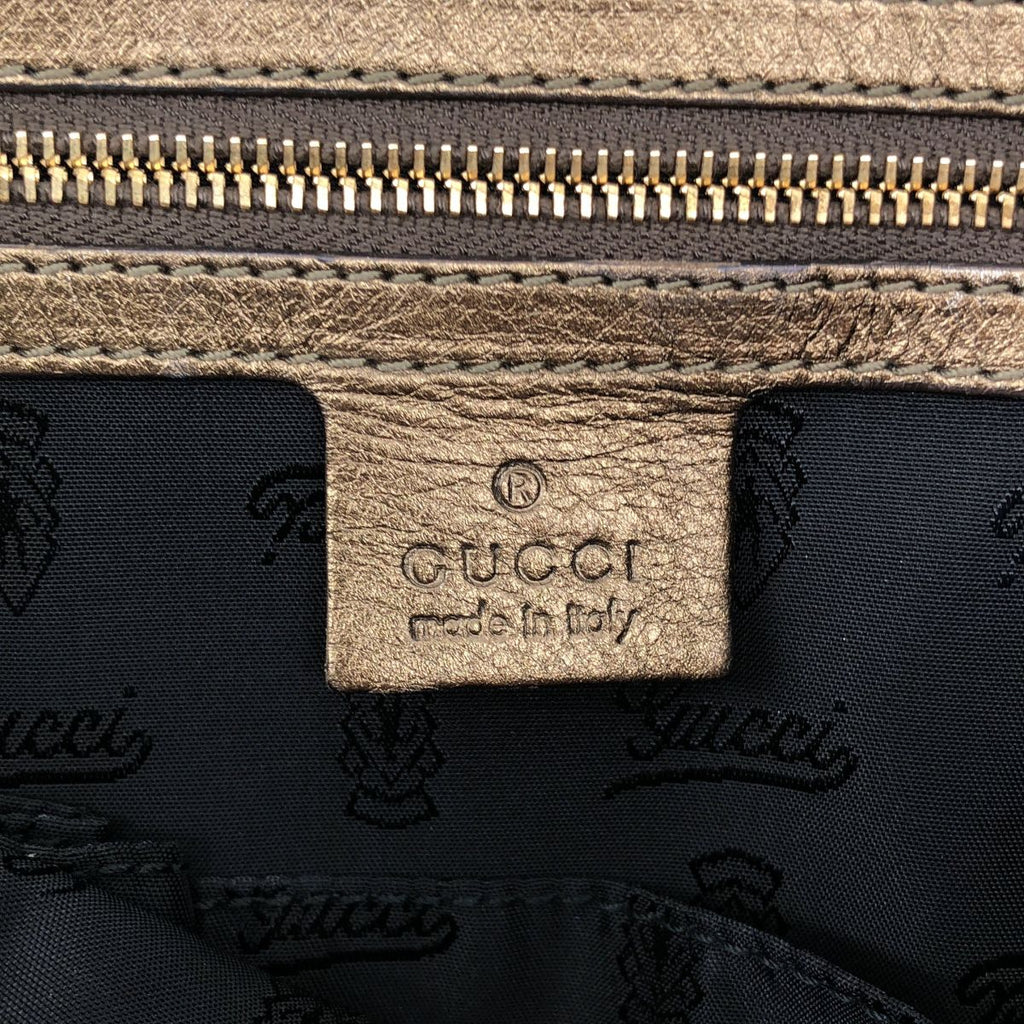 Gucci Hysteria Leather Metallic Emblem Clutch Gold — view 4