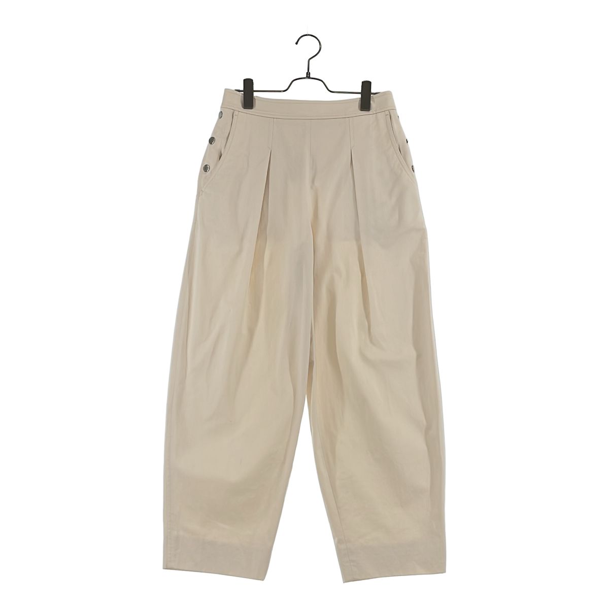 Hermes Series Button Aja Star Tuck Pants 38 Off White