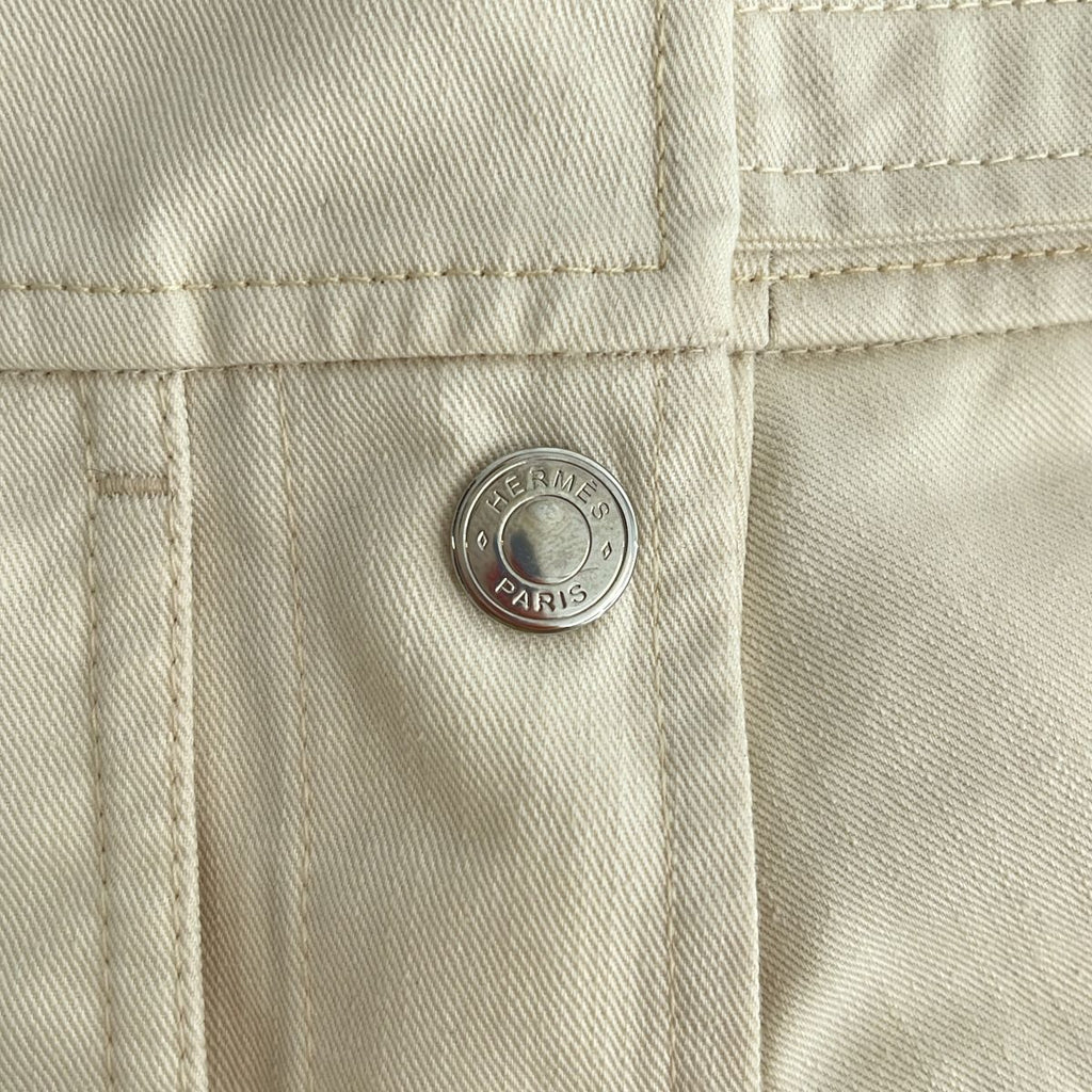 Hermes Series Button Aja Star Tuck Pants 38 Off White — view 6