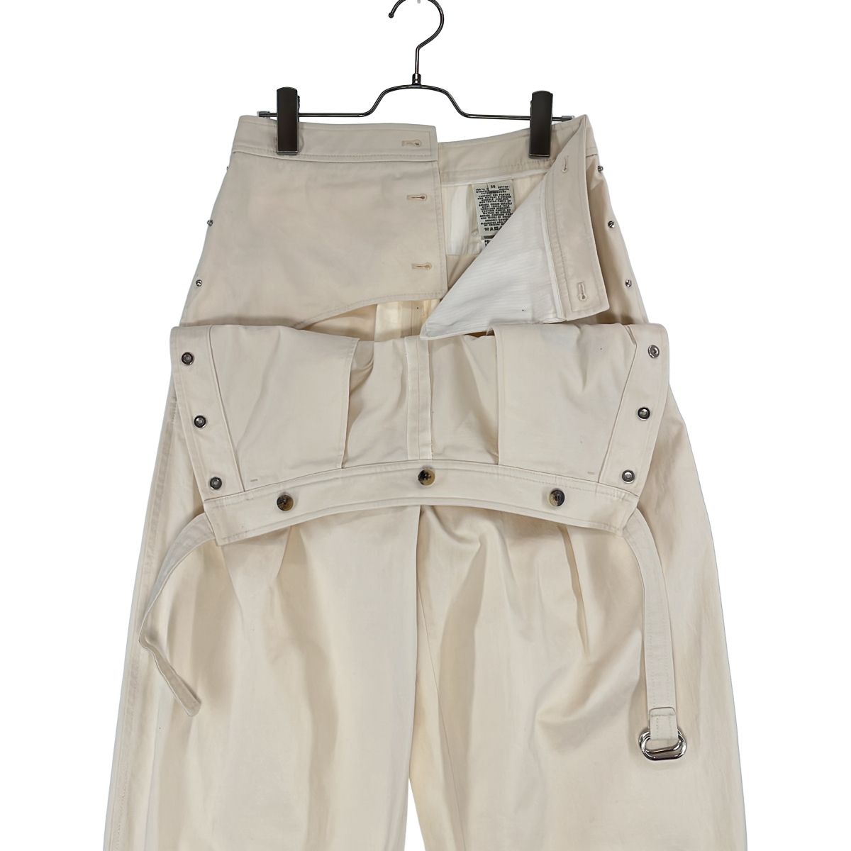 Hermes Series Button Aja Star Tuck Pants 38 Off White — view 4