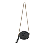 Gucci Interlocking G Patent Leather Circle Chain Shoulder Bag Black