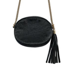 Gucci Interlocking G Patent Leather Circle Chain Shoulder Bag Black — view 3